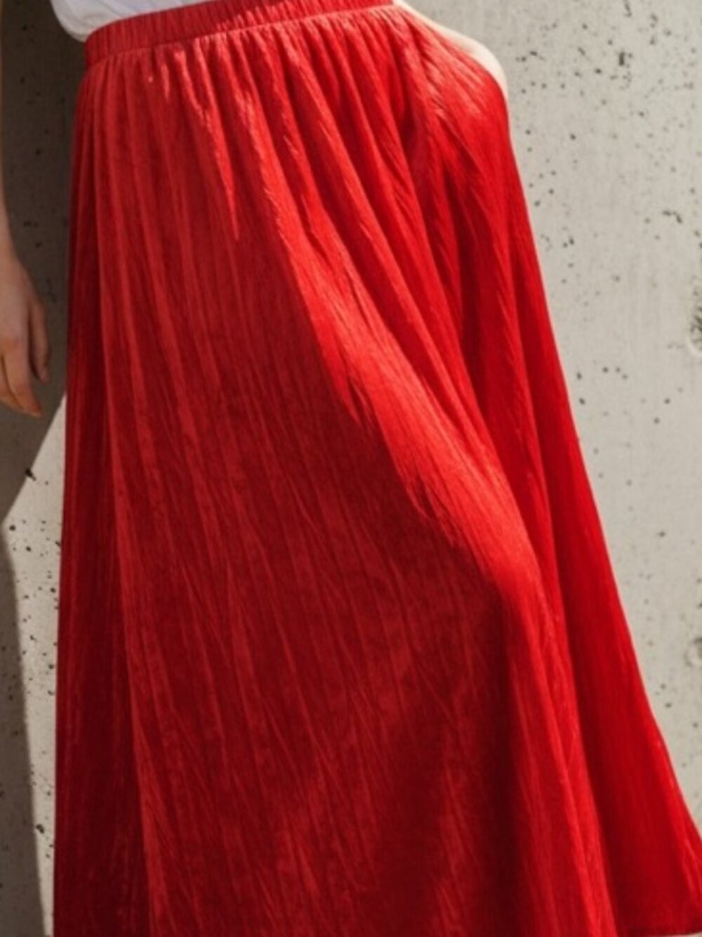 Orange Elastic Waist Skirt